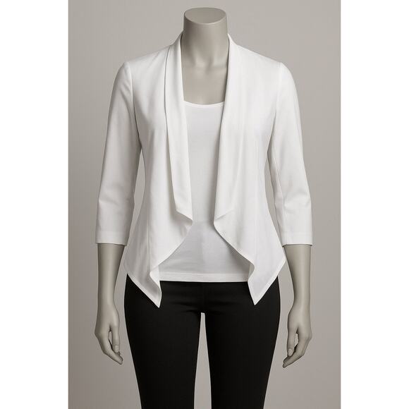 Metaphor White Draped‎ Waterfall Open Jacket Women’s XS Lightweight Blazer - Picture 2 of 11